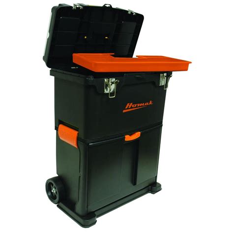 18 in rolling homak tool box with metal latch|toolbox cabinet on wheels.